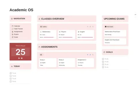 Academic OS Notion Template Preview