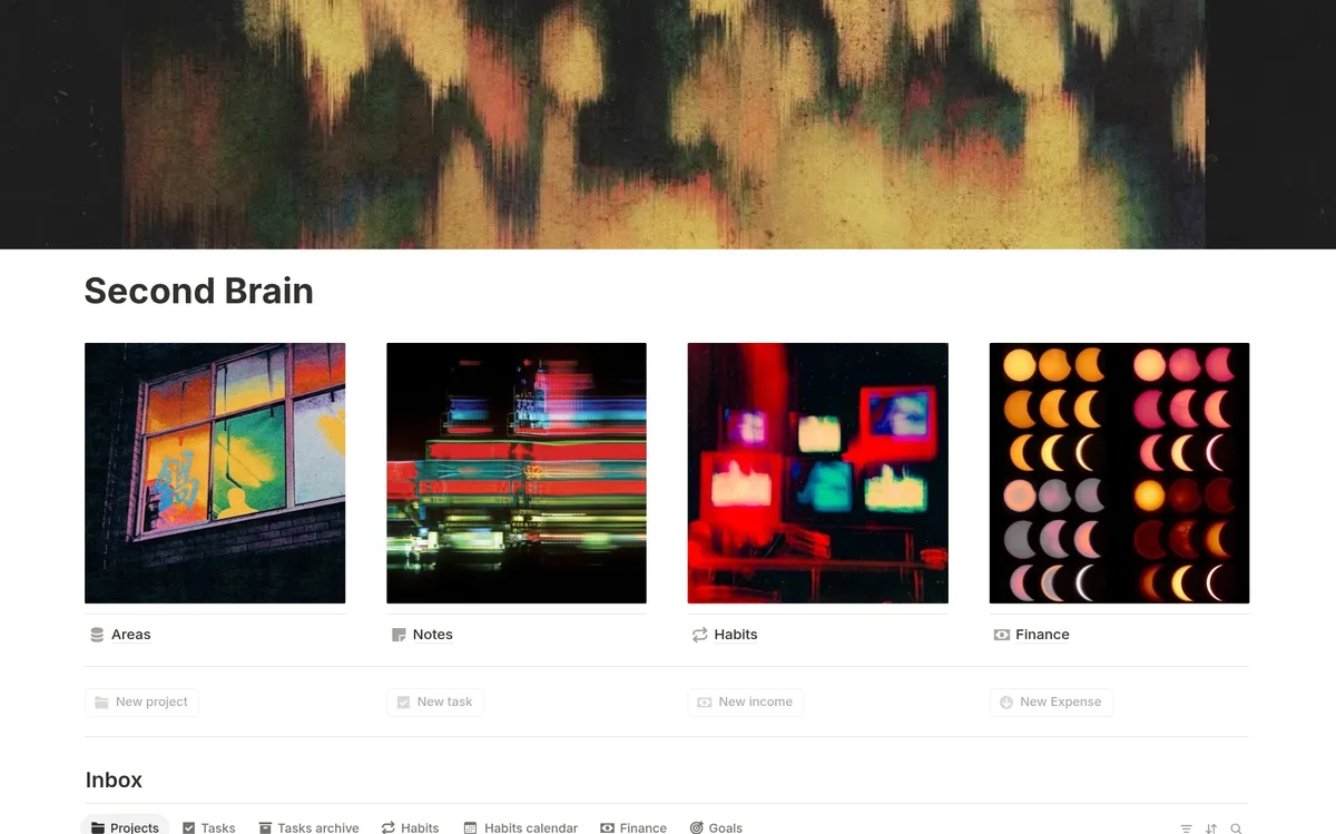 Minimal Second Brain Notion Template Preview